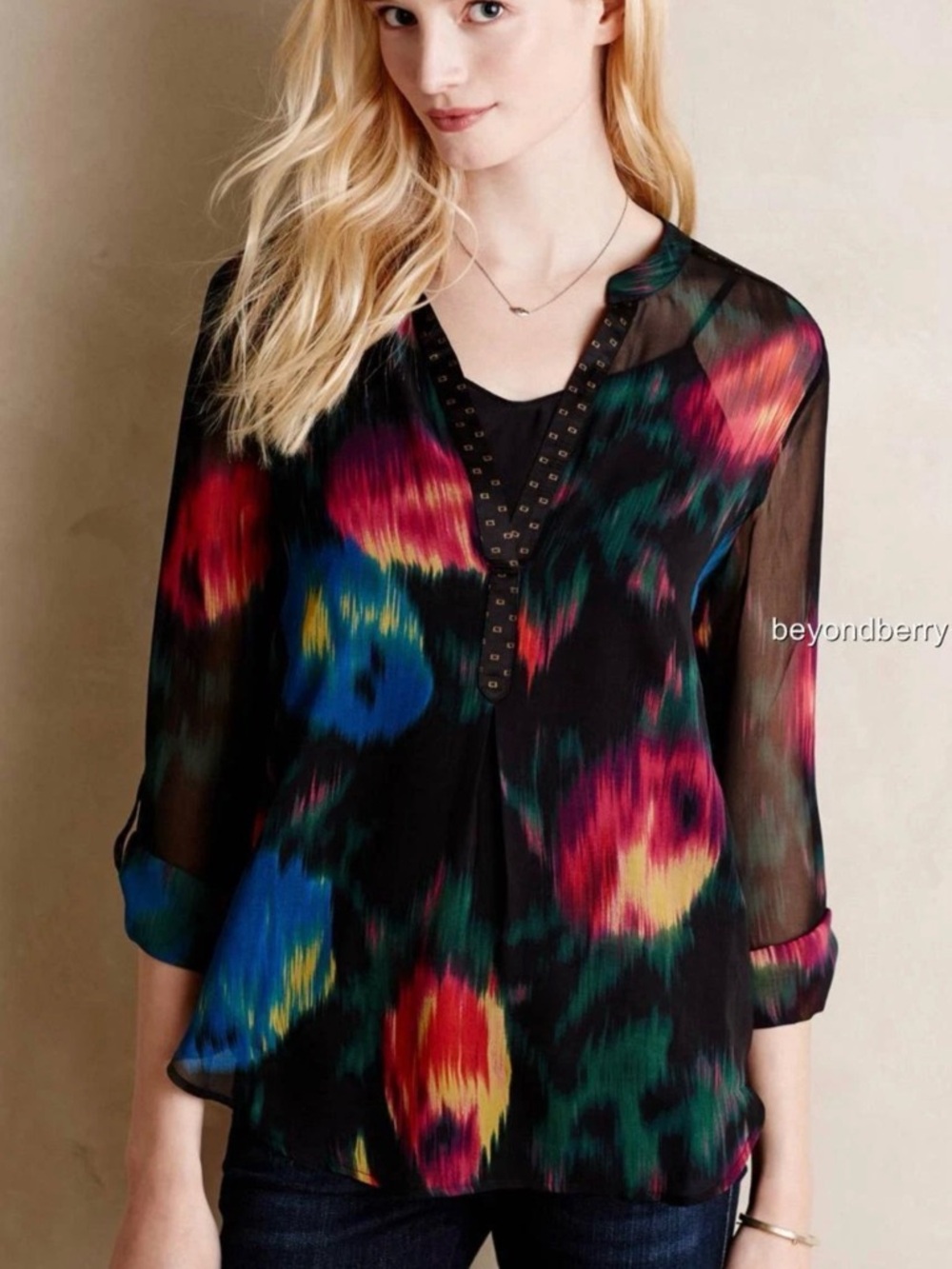 Tiny by Anthropologie Watercolor Tulipano Blouse Size Small